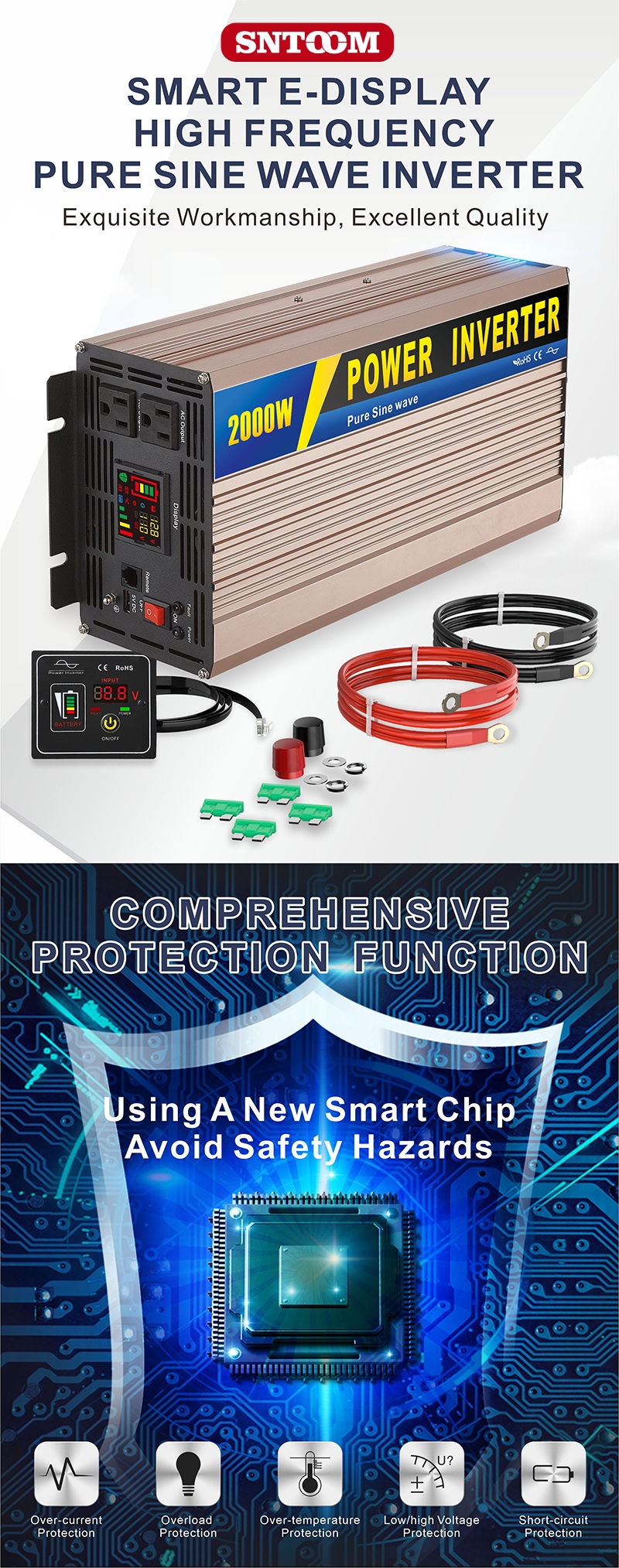 中性款 2000W 玫瑰金 逆 变器 详情 页 1 1