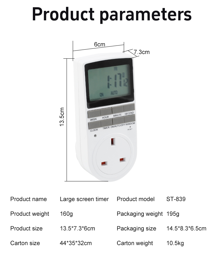 ST-839 Timer de tela grande